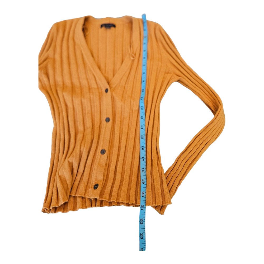 American Eagle Small Orange Long Sleeve Button Up Sweater - Picture 6 of 7